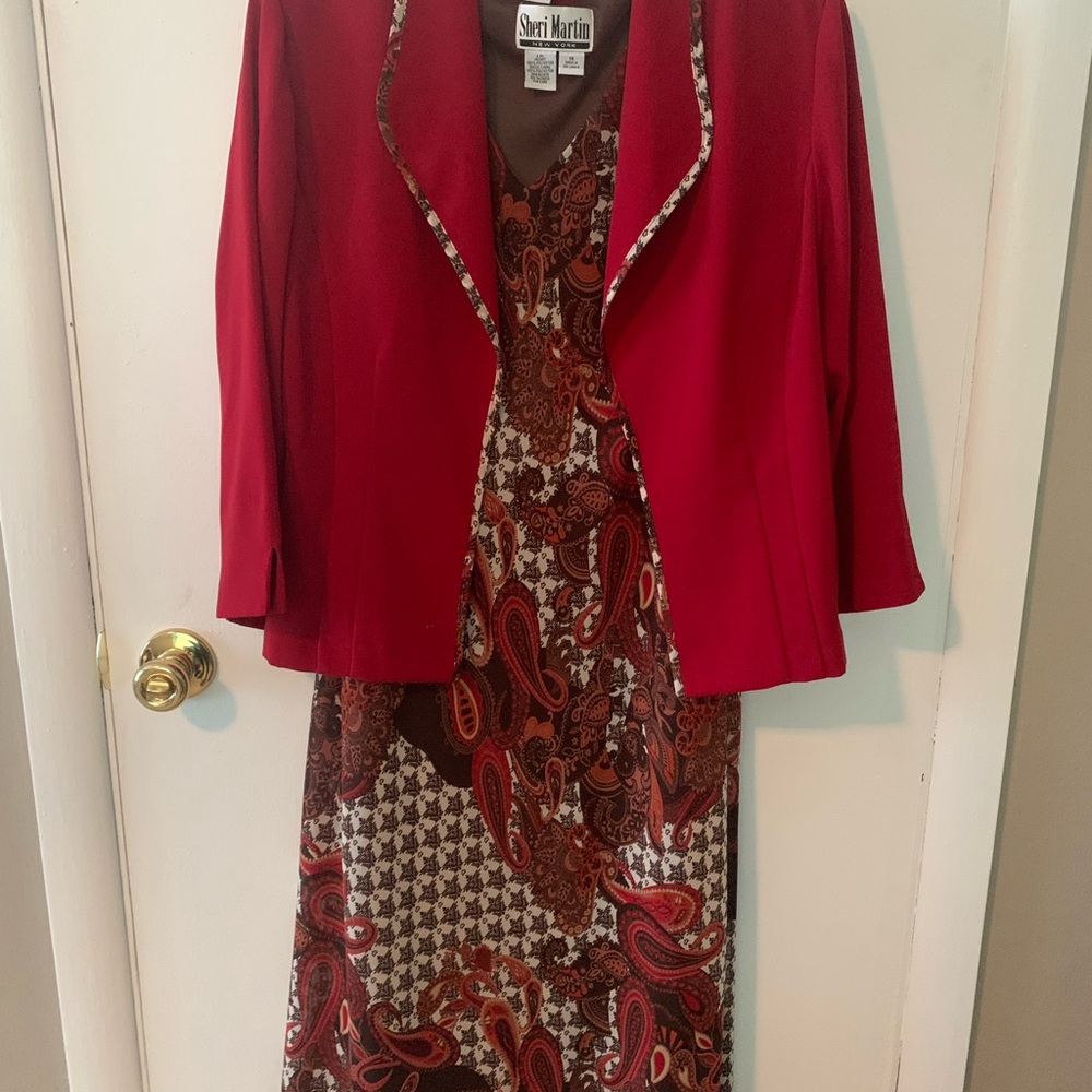 Sheri Martin Crimson Blazer with Paisley Dress